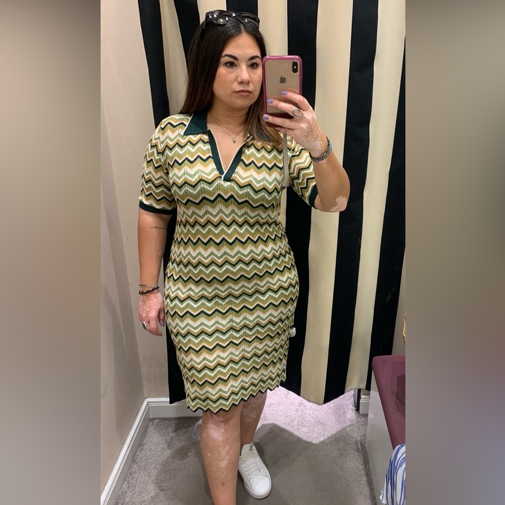 Hallhuber Donna luxe knit chevron short sleeve dress Missoni inspired